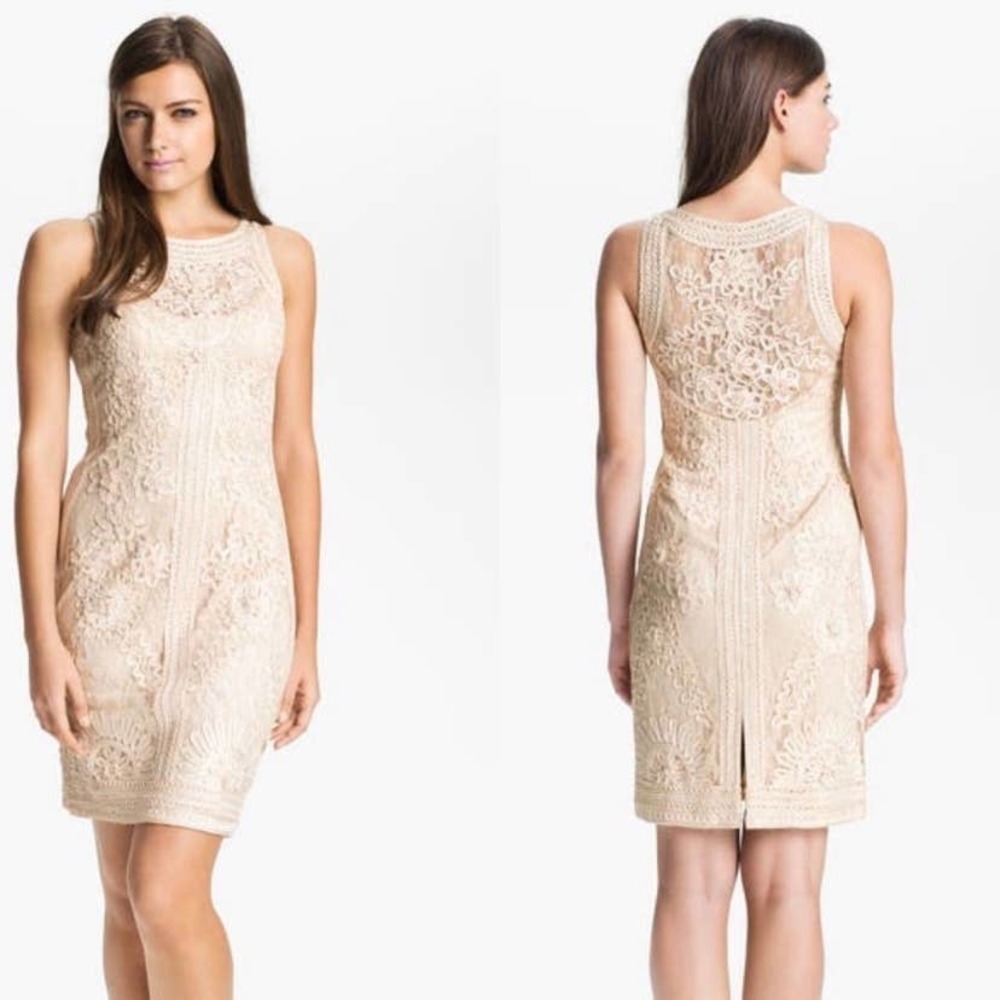 NWT Sue Wong Soutache LACE Illusion Bodice Sheath Wedding Dress Size 4 / Small